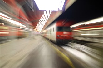 A train passes through the station, Federal Republic of Germany