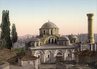 Kariye mosque, Constantinople, Turkey, Historical, digitally restored reproduction from a 19th