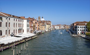 Grand Canal, back dome of the church Chiesa di San Simeon Piccolo, Venice, Veneto, Italy, Europe