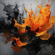 AI generated abstract art showcasing a dynamic splash of orange colors in square format