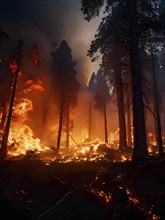 California forest fire out of control, AI generated