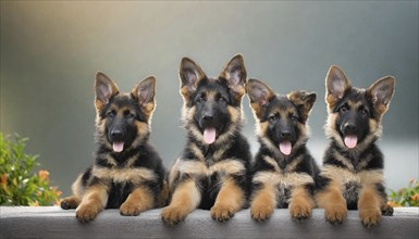 Pets, Dog, German Shepherd, Puppies, AI-generated, AI generated