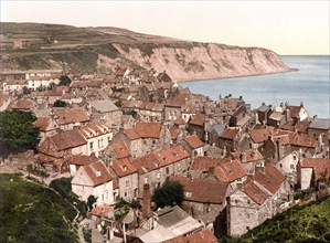 Robin Hood Bay. Whitby, a small town in the English Unitary Authority of North Yorkshire, c. 1890,