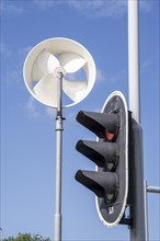 A mini wind power plant in the small Dutch town of Haarlemmermeer supplies the traffic lights at a