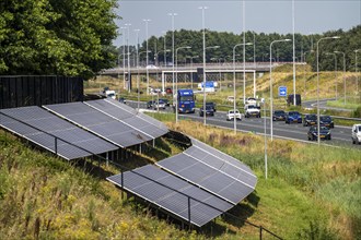 A58 motorway, photovoltaic systems were installed on the slopes to the side of the carriageway, use