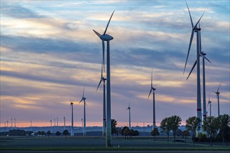 Wind farm near Bad Wünnenberg, Ostwestfalen Lippe, along the A44 motorway, North Rhine-Westphalia,