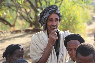 Pilgrims at the rock-hewn churches in Lalibela, Ethiopia, Africa