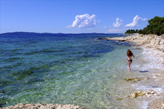 Beach, bay, Plaža Liska Slatina, Mali Losinj, island of Losinj, Kvarner Gulf Bay, Croatia, Europe