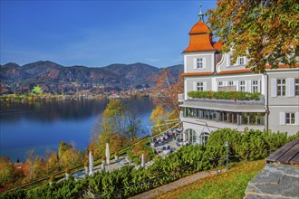 Hotel Das Tegernsee with sun terrace overlooking the lake in autumn, Tegernsee, Tegernsee,