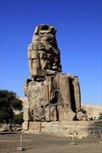 The Colossi of Memnon near Luxor, Arabic el-Colossat or es-Salamat, standing ancient Egyptian