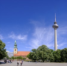 St Mary's Church, with television tower, Rathausstraße, Berlin, Germany, Europe