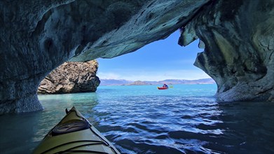 Capillas de Marmol in Lago General Carrera in Patagonia on the Carretera austral, Patagonia, Chile,