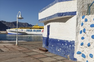 Ferry at the harbour of Puerto de las Nieves, Gran Canaria, Canary Islands, Spain, Puerto de las