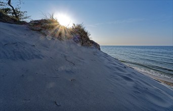 Sandy beach beach and dunes in the Slowinski National Park, Slowinski Park Narodowy, on the Baltic