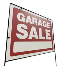 Right facing garage sale yard sign isolated on a white background