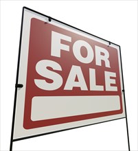 Right facing for sale real estate yard sign isolated on a white background