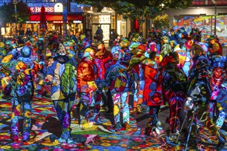 Essen Light Festival, in the city centre, light art on Kennedyplatz, the Berlin artist Daniel