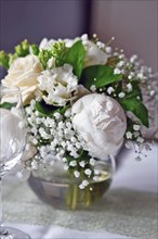 Beautiful flower bouquets at Wedding table setting