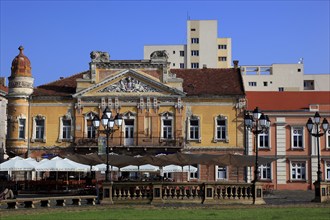 The house with the lions at Piata Unirii, Unification Square, Timisoara, Timisoara, Banat, Romania,