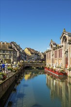 Picturesque colourful half-timbered houses, La Petite Venise, Colmar, Alsace, Bas-Rhin, France,