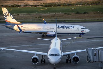 Eurowings Airbus at Terminal 1, C-Gates, Sunexpress Boeing 737 taxiing to the runway, Cologne-Bonn