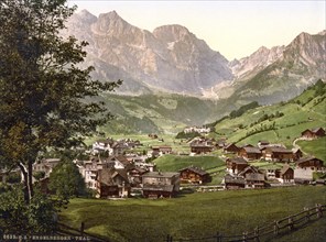 Engelberg Valley and Juchlipass, Bernese Oberland, Switzerland, Historic, digitally restored