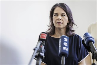 Annalena Bärbock (Alliance 90/The Greens), Federal Foreign Minister, during a press statement as