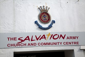 Salvation Army church and community centre sign, Woodbridge, Suffolk, England, UK