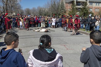 Detroit, Michigan, The Stations of the Cross are portrayed, in Spanish, on Good Friday at the