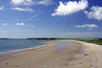 Long sandy beach near Tenby, Pembrokeshire, Wales, Great Britain