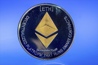 Ethereum, ETH, cryptocurrency, symbol coin, optical placeholder for the digital currency,