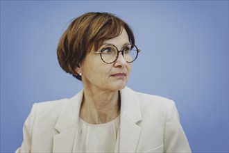 Bettina Stark-Watzinger (FDP), Federal Minister of Education and Research, at a press conference on