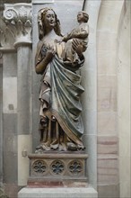 Magdeburg cathedral, Blessed Virgin Mary statue holding the Christ in her arms, Magdeburg, Saxony