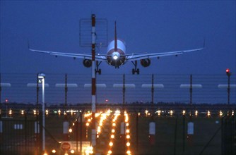 Landing of an aircraft at BER Berlin Brandenburg Airport, Schönefeld, 03/11/2021