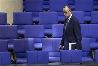 Friedrich Merz, CDU party chairman, arrives for a meeting at the German Bundestag in Berlin. Among