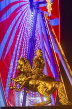 Augustus Market in Dresden. Equestrian statue of Augustus the Strong, also known as the Golden