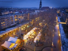 Christmas market on the main street in Dresden Neustadt, Dresden, Saxony, Germany, Europe