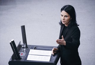 Annalena Bärbock (Alliance 90/The Greens), Federal Minister for Foreign Affairs, delivers a speech