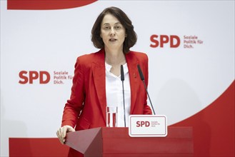 Katarina Barley, SPD lead candidate for the European elections, at a press conference in Berlin, 12