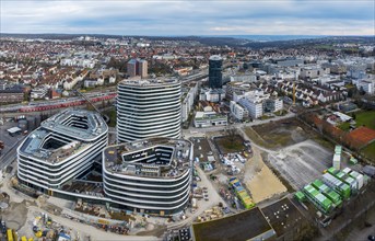 Allianz Park Stuttgart-Vaihingen. The high-rise building has 17 floors and is flanked by two