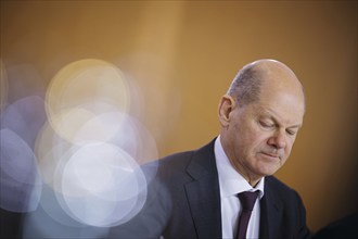 Olaf Scholz (SPD), Federal Chancellor, pictured during a meeting of the Federal Cabinet. Berlin, 24