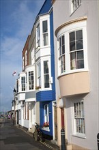 Historic old houses in the harbour area of Weymouth, Dorset, England, UK