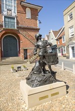 'The Drums of Fore and Aft' drummer boy sculpture by Arnold, Earl of Albemarle, Shire Hall, Market