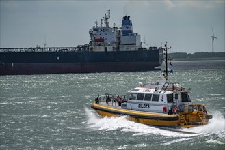 Pilot boat Libra, sailing out of the pilot harbour of Vlissingen, at the mouth of the