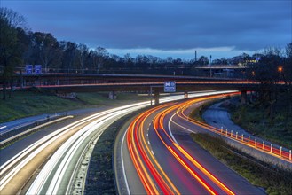 The Kaiserberg motorway junction, A40 motorway, Ruhr expressway, crosses the A3, bridge landscape,