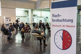 Start in the vaccination centre for corona vaccinations, in a hall of Messe Essen, for people over