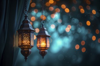 Ramadan lantern background, evoking the rich traditions and serene moments of the holy month, AI