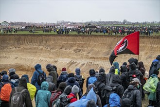 Many thousands of demonstrators march after a demonstration against the demolition of the lignite