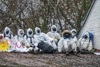 2nd day of the eviction of the Lützerath hamlet, occupied buildings of the former farm, by climate