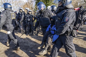 Beginning of the eviction of the Lützerath hamlet, camp of climate activists and squatters, at the